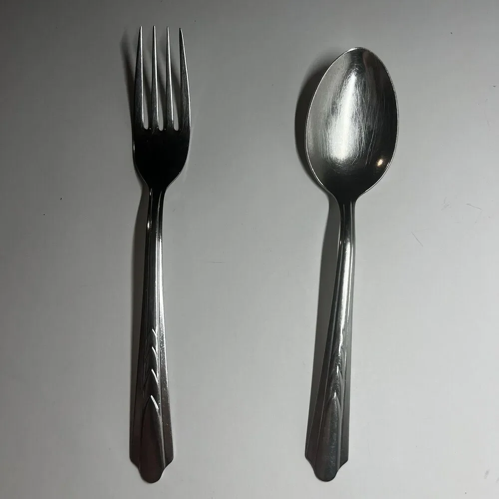Vintage EKCO EKS7 Chevron Stainless Steel Flatware Dinner Fork Spoon Lot USA
